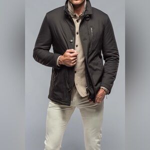 Gimo's Milano Insulated Winter Jacket Coat Sz 54 Charcoal Brown puff lined Italy